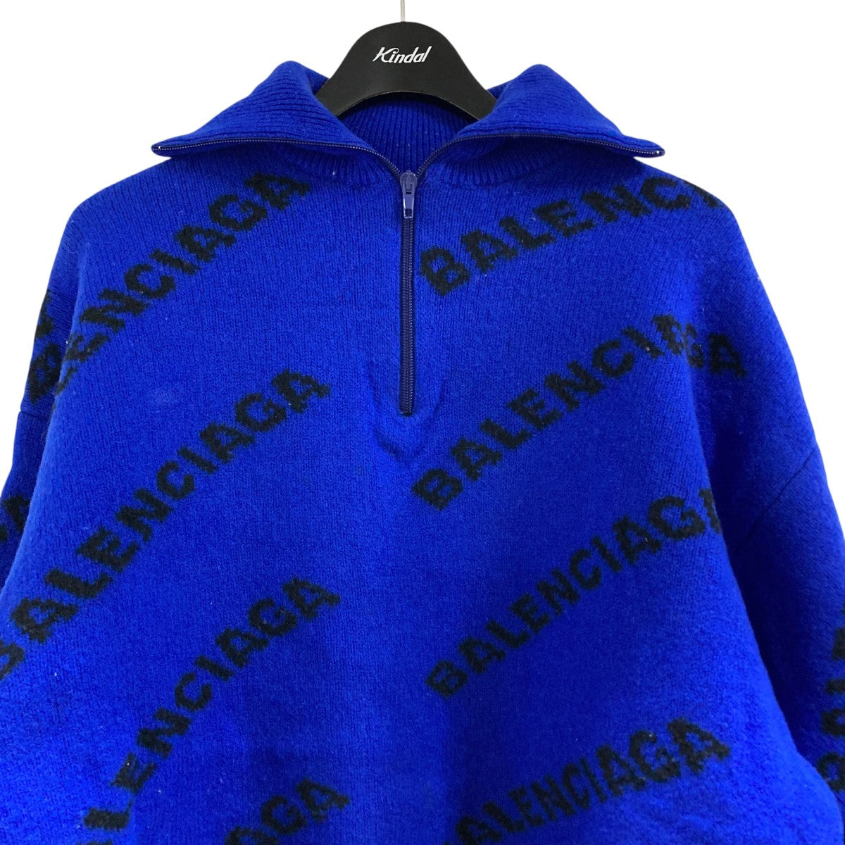 BALENCIAGA ハフジップジャガートロゴニット 古着・中古-2枚目のアイテム画像
