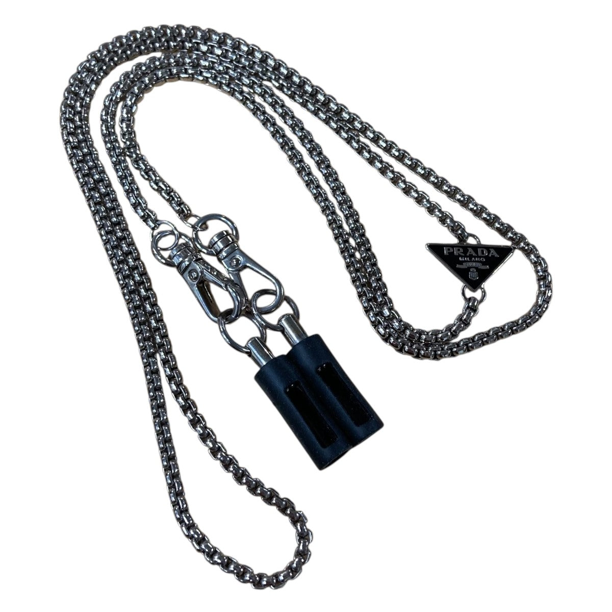 PRADA(プラダ) AIR PODSケースチェーン シルバー×ブラック