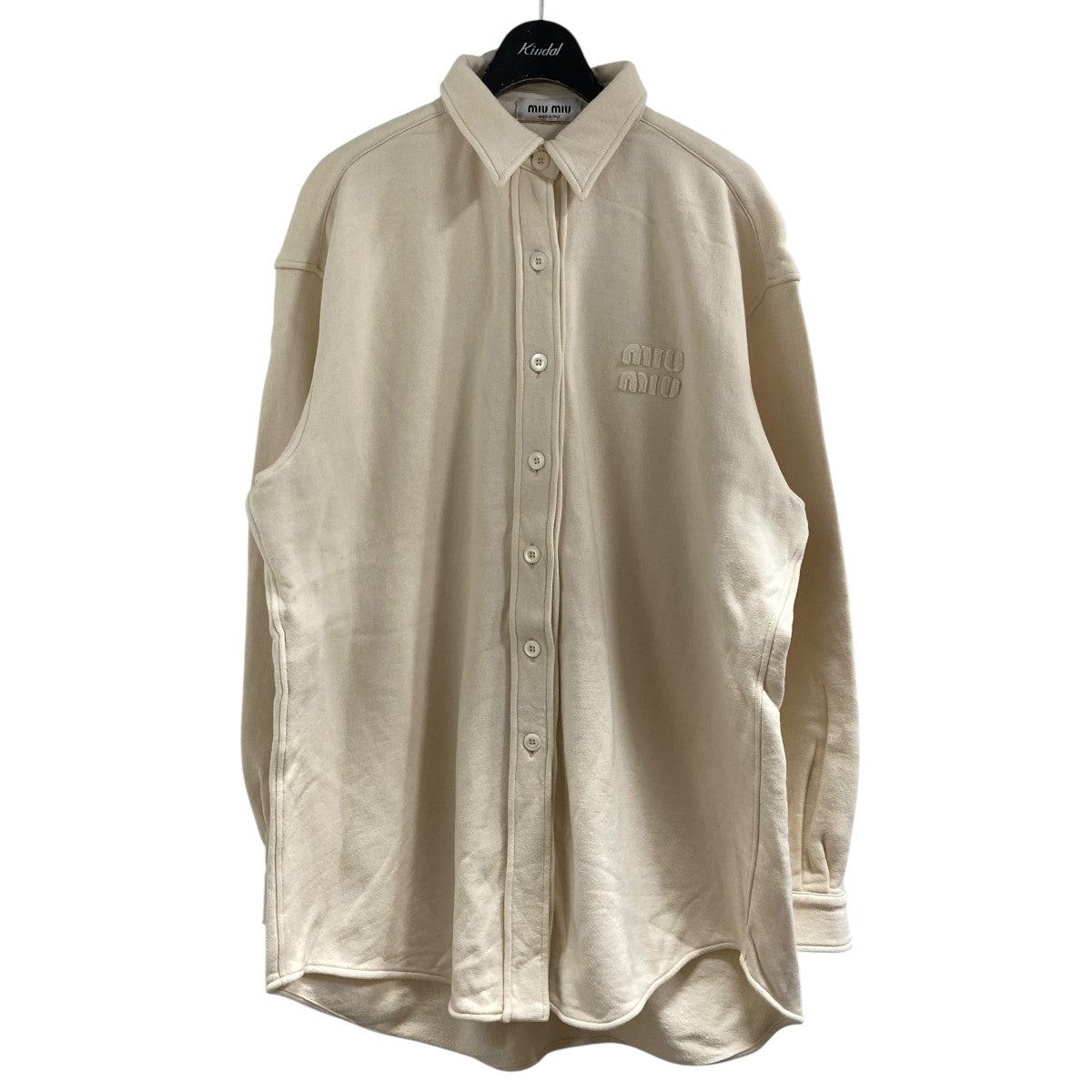 miumiuミュウミュウ　エンブロイダリーコットンスウェットシャツ　グレー半袖 すぐ届 ミュウミュウ エンブロイダリー コットン スウェット