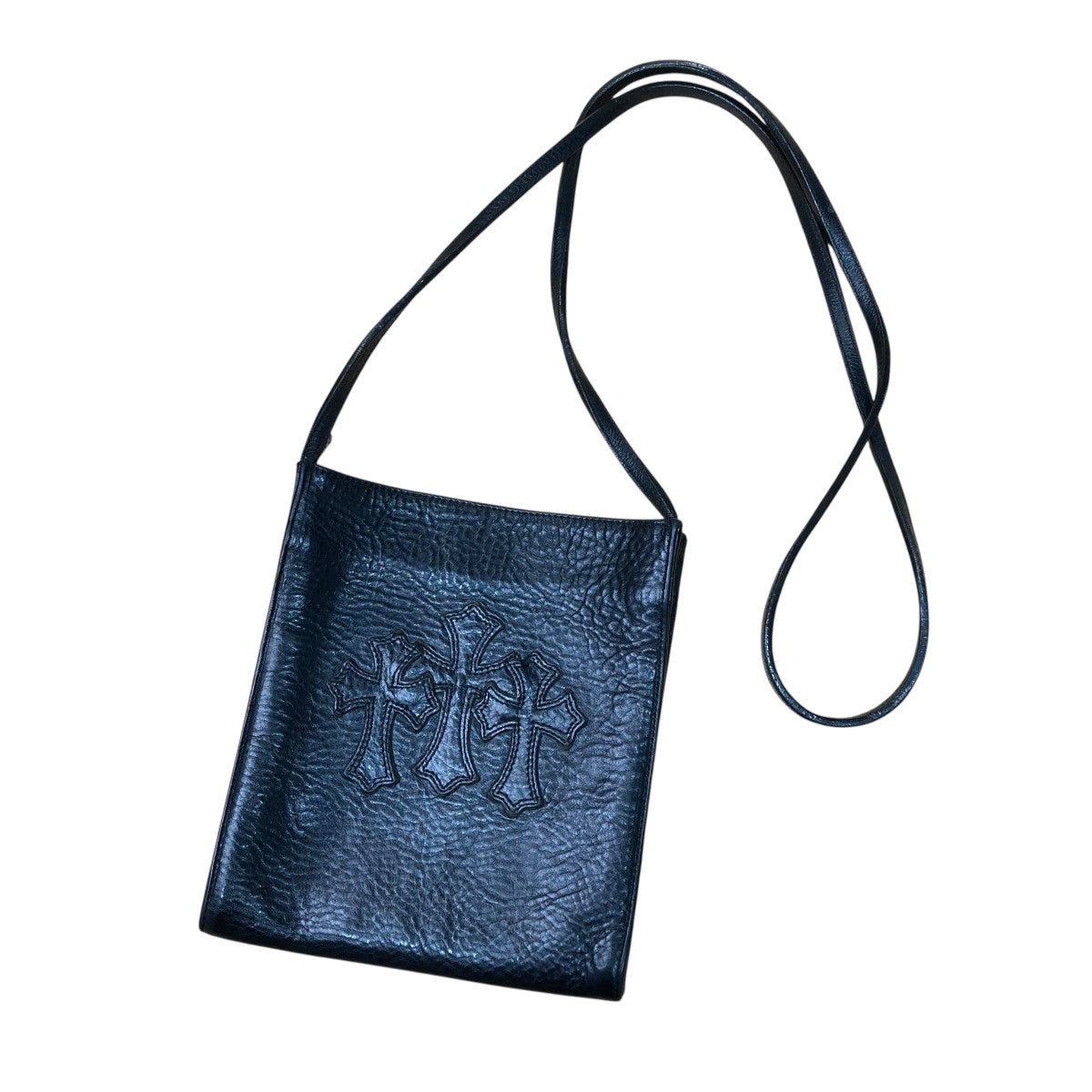 最終 クロムハーツ スクエアポケット 3クロスパッチ レザー ショルダーバッグ CHROME HEARTS(クロムハーツ) スクエアポケット 3クロスパッチ