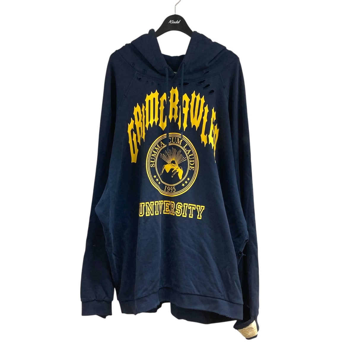 レア！貴重！Raf Simons グラフィックプリント長袖カットソー 46 RAF SIMONS(ラフシモンズ) 22SSデストロイ加工 オーバーサイズ