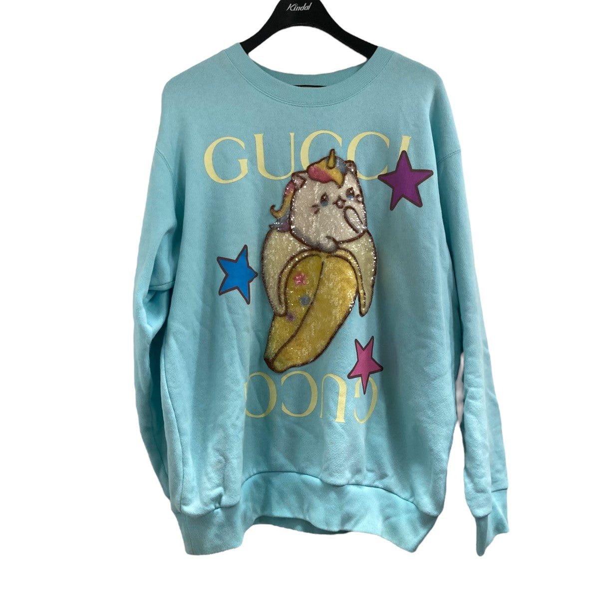 GUCCI(グッチ) ばなにゃクルーネックスウェット 617964 スカイブルー