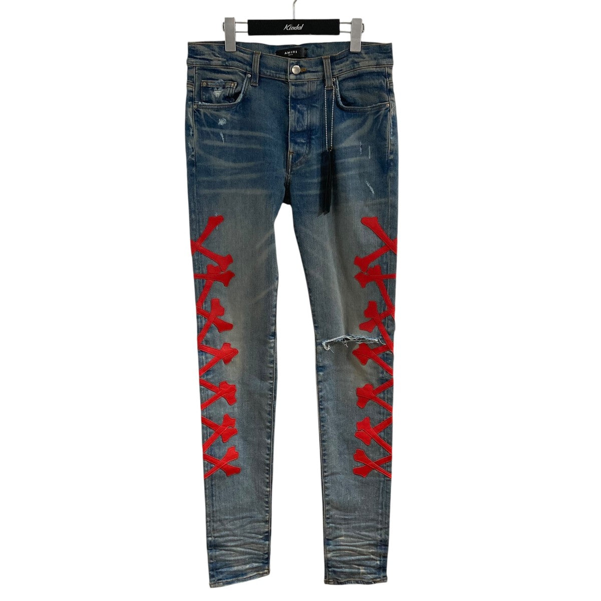AMIRI(アミリ) レザーパッチスキニーデニムパンツ インディゴ サイズ