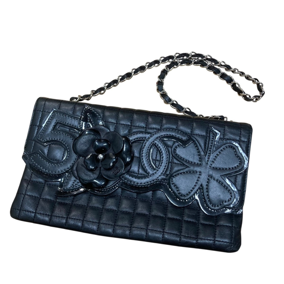 CHANEL シャネル チョコバー チェーン ハンドバッグ カメリア シール有 CHANEL(シャネル) カメリアチョコバーチェーンハンドバッグ 1027