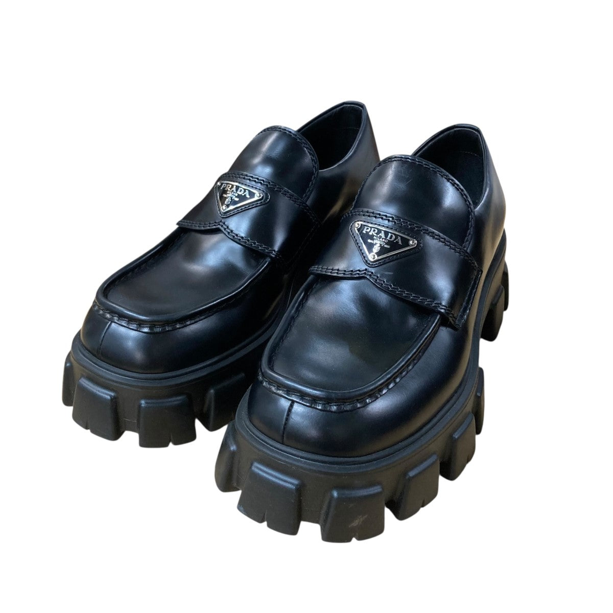 PRADA(プラダ) モノリス ブラッシュドローファー ブラック サイズ 8 1
