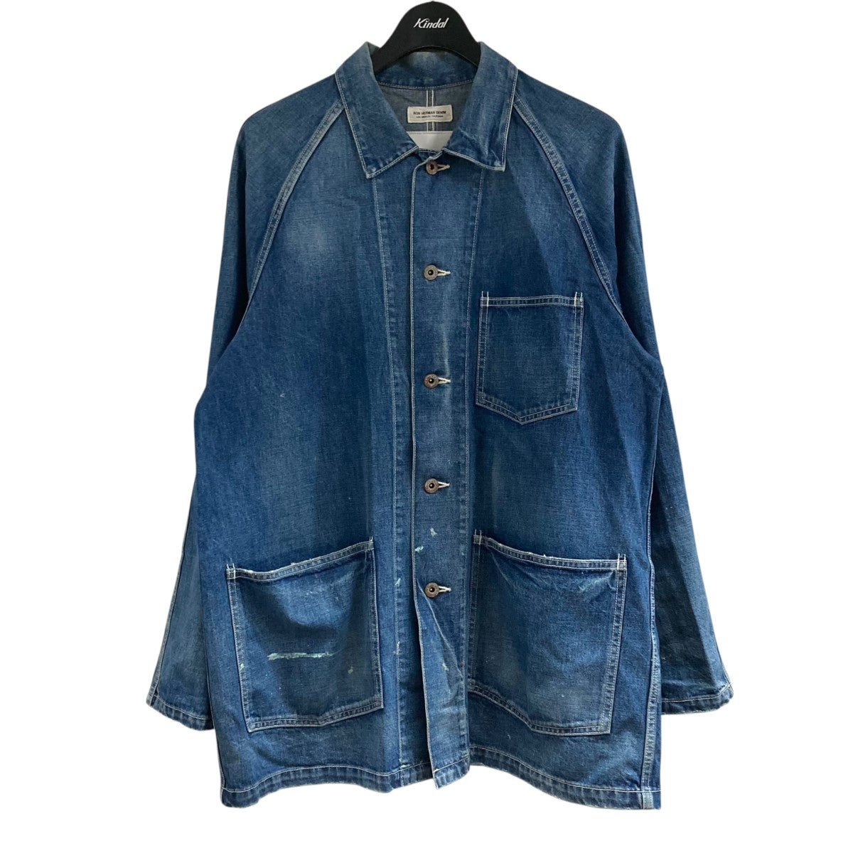 ダブルアールエル カバーオール デニムジャケット ペイント加工 つぎはぎ M RRL（ダブルアールエル）カバーオール ペイント加工 M ダブルアール