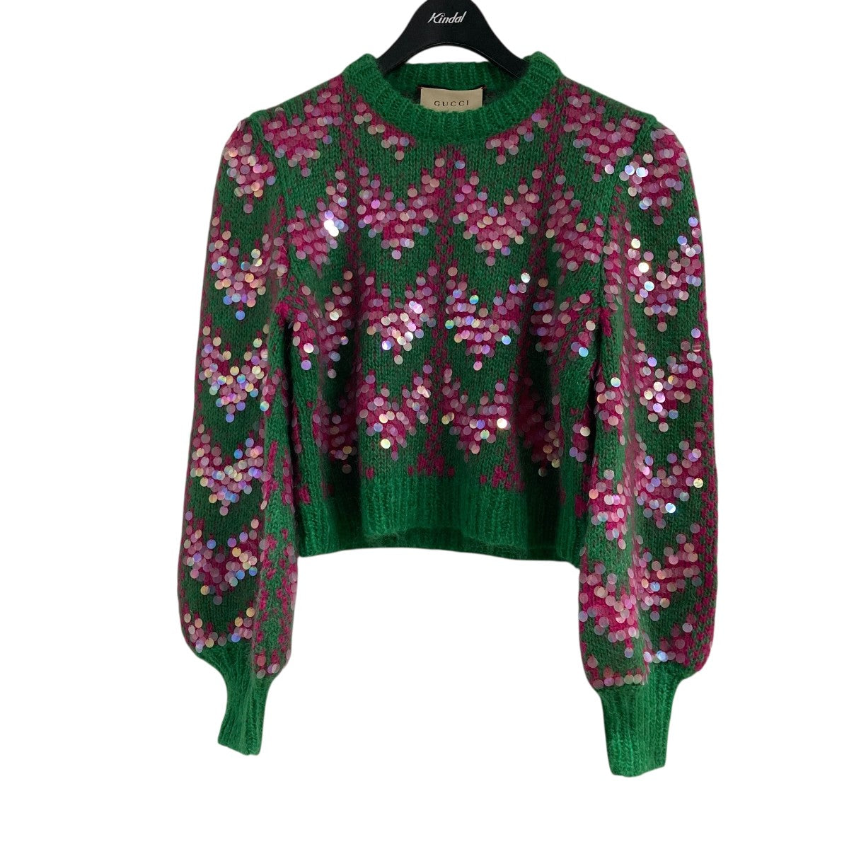 GUCCI(グッチ) シェブロンスパンコールニットセーター 713233 グリーン