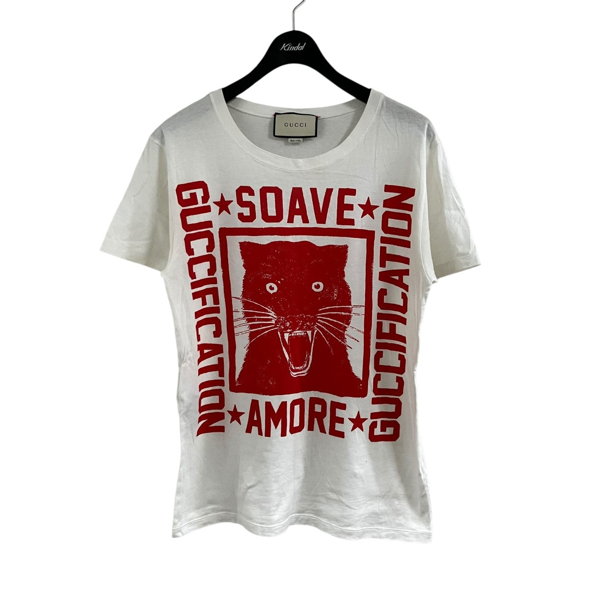 グッチ GUCCI 492347-X3L41 ミスティックキャット Tシャツ GUCCI(グッチ) キャットプリントTシャツ ホワイト サイズ XS｜【公式