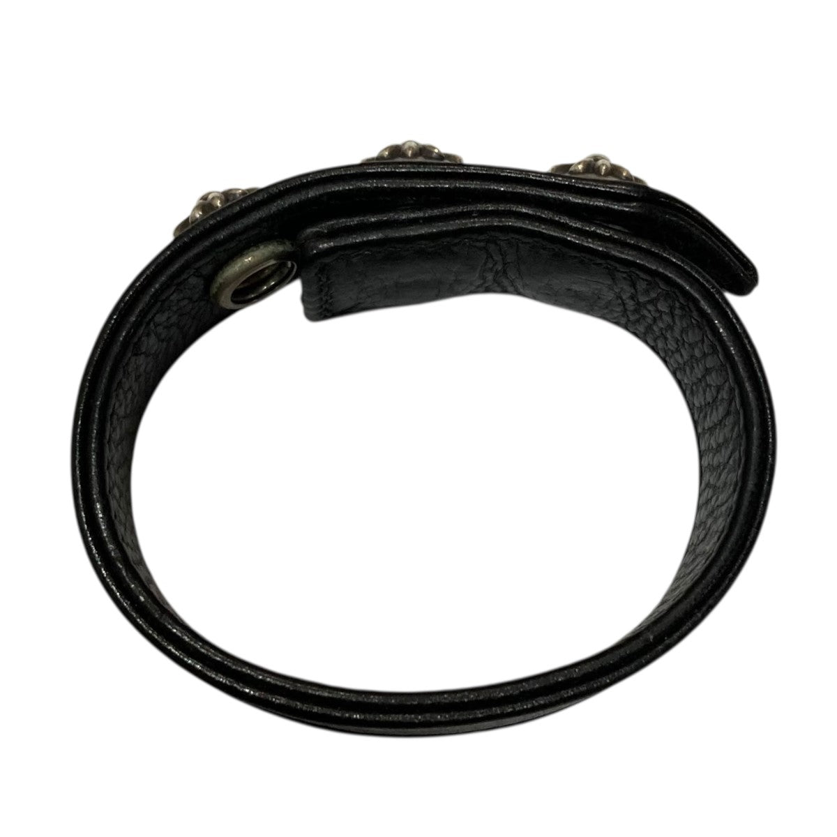 3クロスボタン2スナップレザーブレスレット