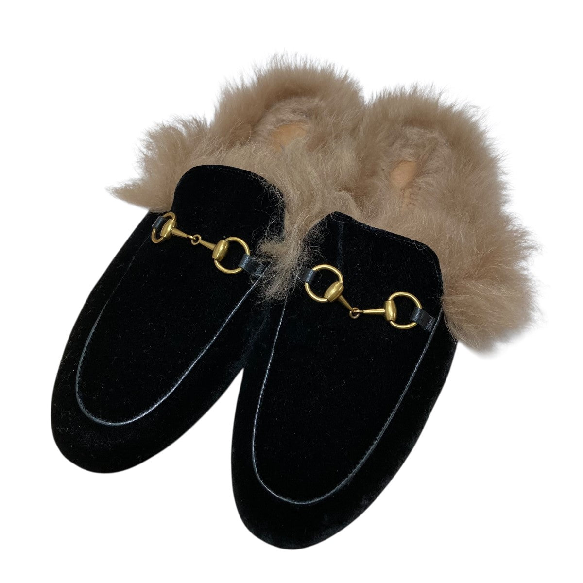 GUCCI(グッチ) プリンスタウンベロアミュール ブラック サイズ 39