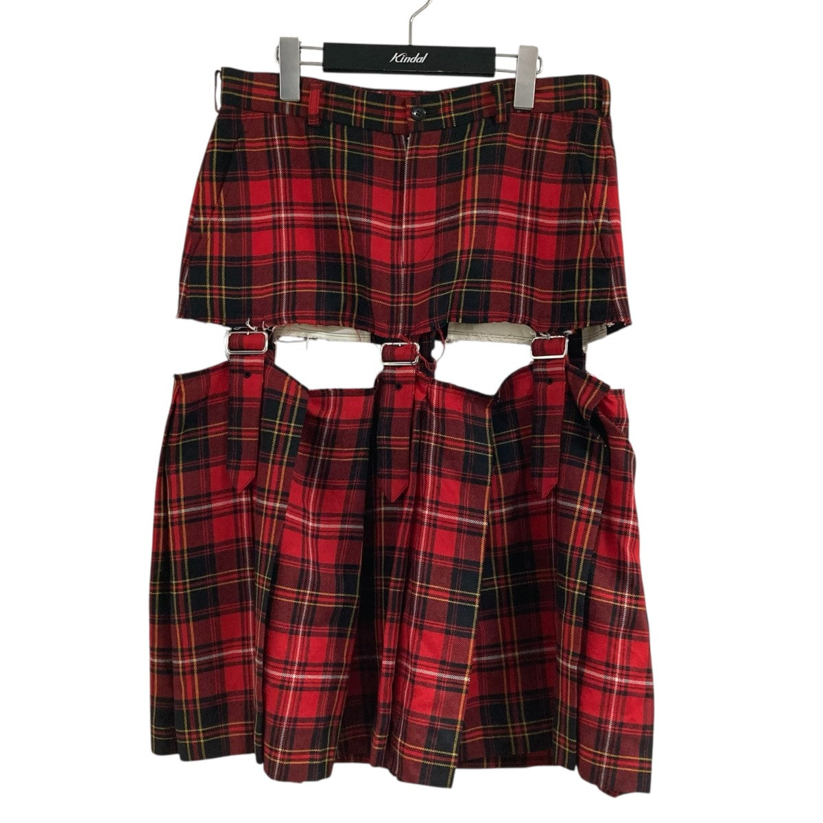 未使用級✨コムデギャルソン JUNYA期 プリーツ チェック 吊りラップスカート コムデギャルソンガールCOMME des GARCONS GIRL ウールタータン