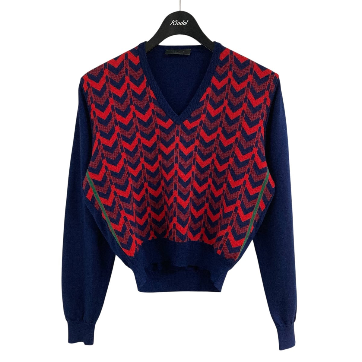PRADA(プラダ) ジオメトリック Vネック セーター UMA708 S172 レッド