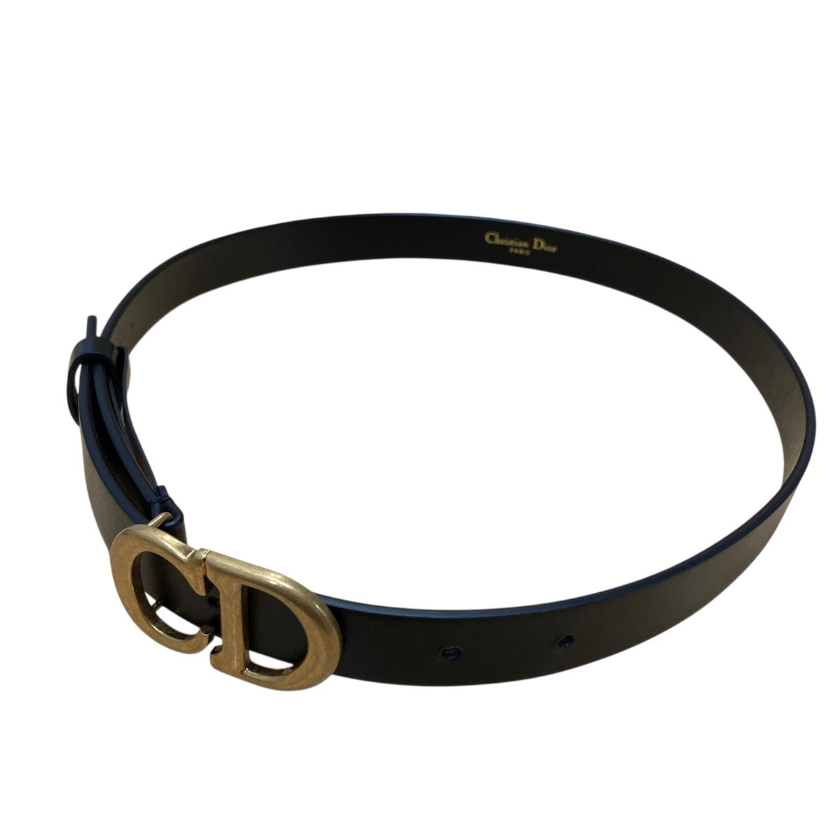 美品　Dior ディオール　CDロゴバックル　ベルト 幅2cm ブラック Christian Dior(クリスチャンディオール) CDロゴバックルレザーベルト