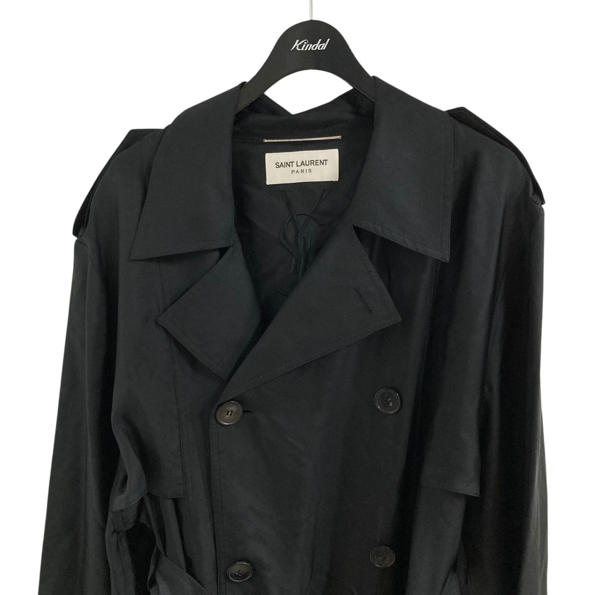 Saint Laurent Paris サテントレンチコート 古着・中古-2枚目のアイテム画像