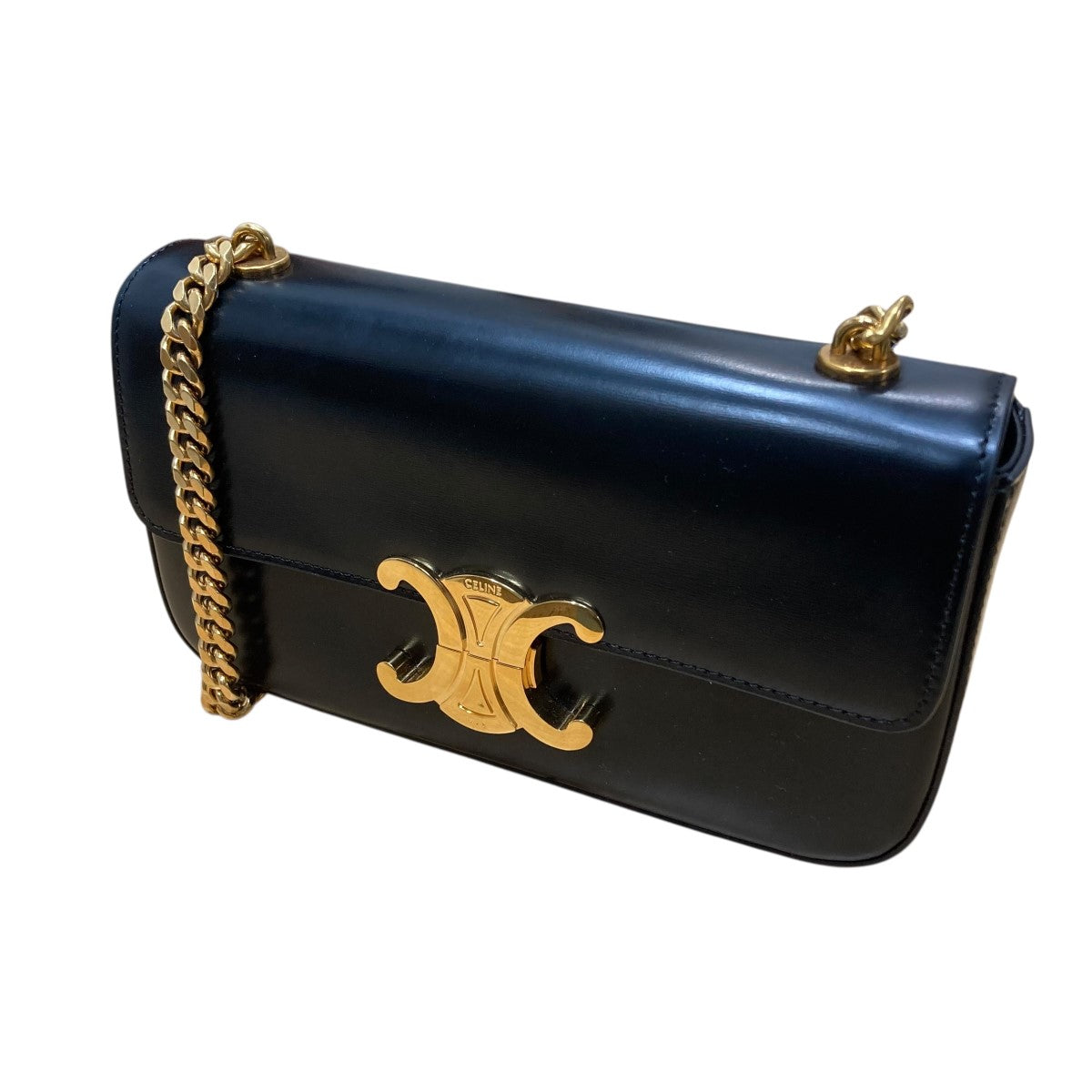 CELINE セリーヌ ドラムバッグ　チェーンバッグ ゴールドチェーン　ネイビー CELINE セリーヌ ドラムバッグ チェーンバッグ ゴールドチェーン