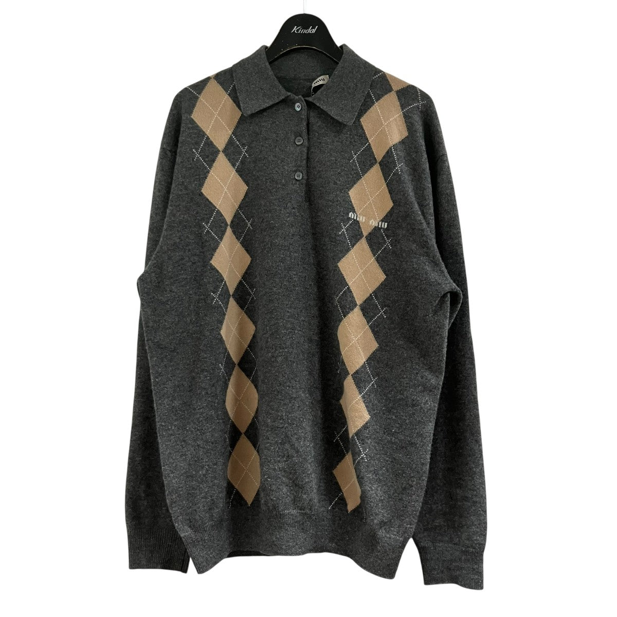 MIU MIU(ミュウミュウ) ニットポロシャツ MML973 グレー×ベージュ