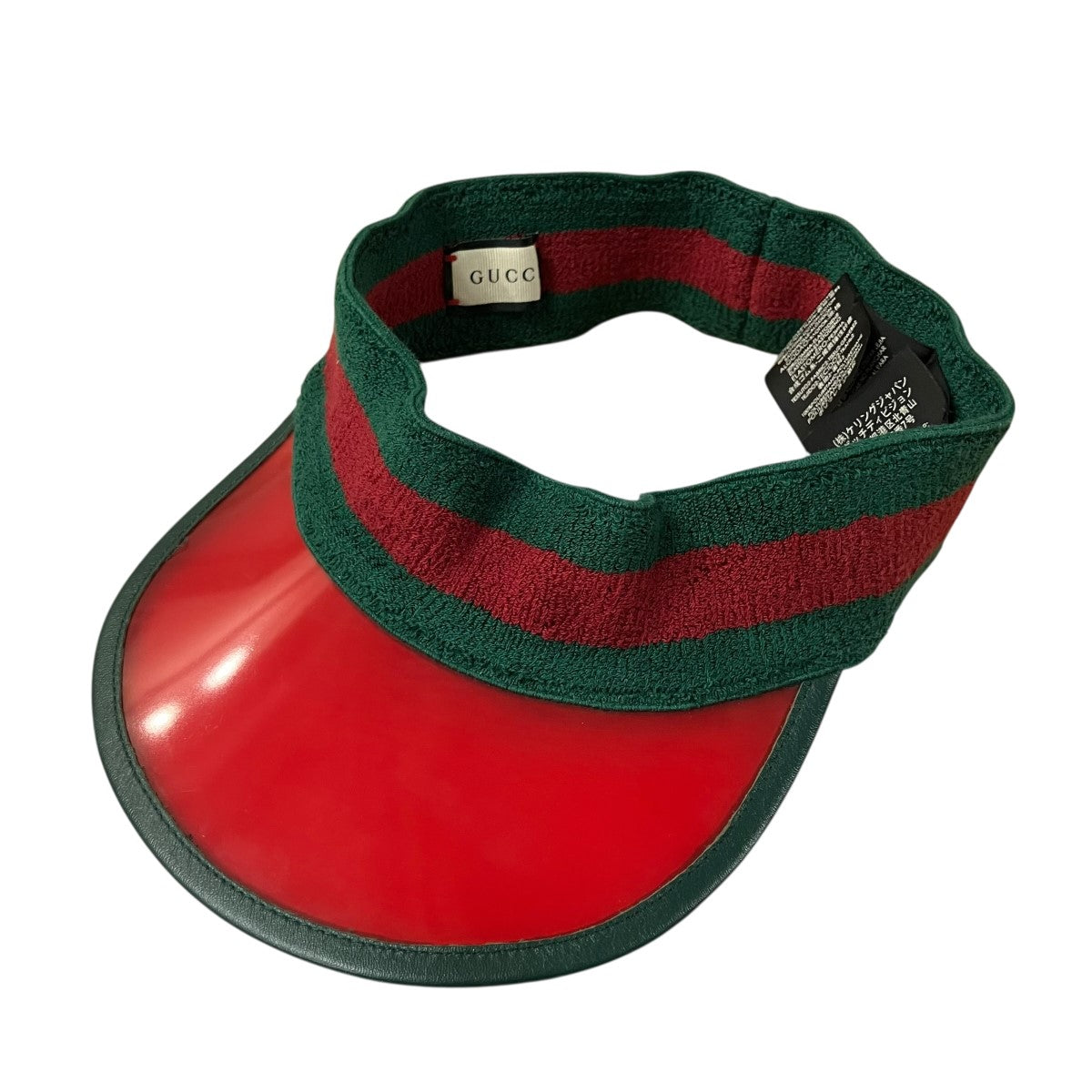 【美品】GUCCI グッチ サンバイザー GGキャンバス Lサイズ シェリー GUCCI(グッチ) シェリーライン サンバイザー レッド×グリーン サイズ L