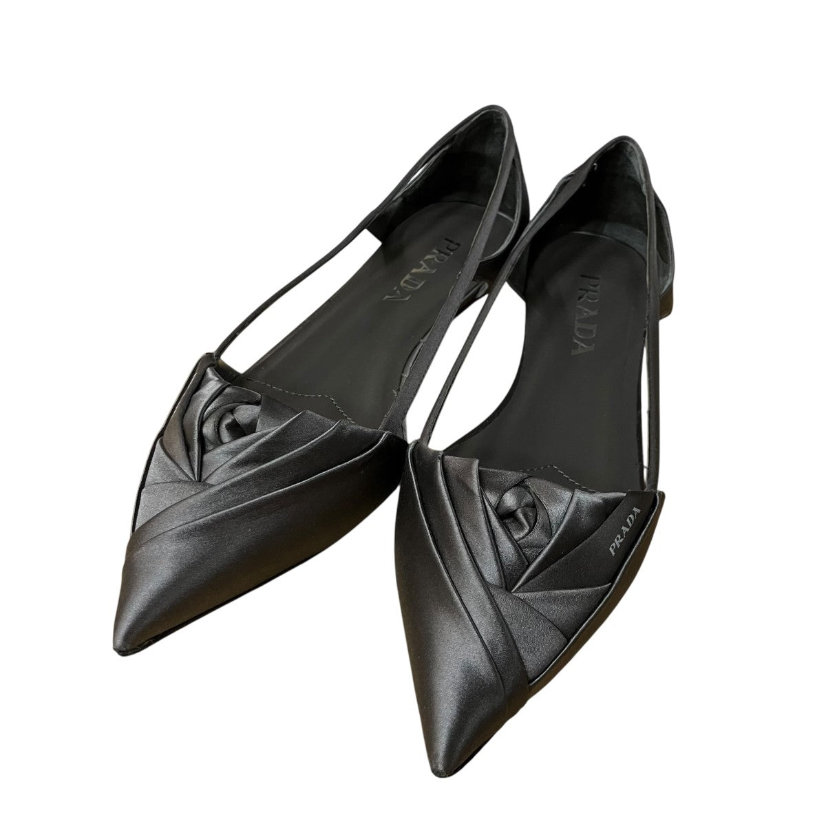 タイムセール✩.*˚PRADA プラダ　フラットパンプス PRADA(プラダ) カットアウトフラットパンプス 1F734N グレー サイズ 36