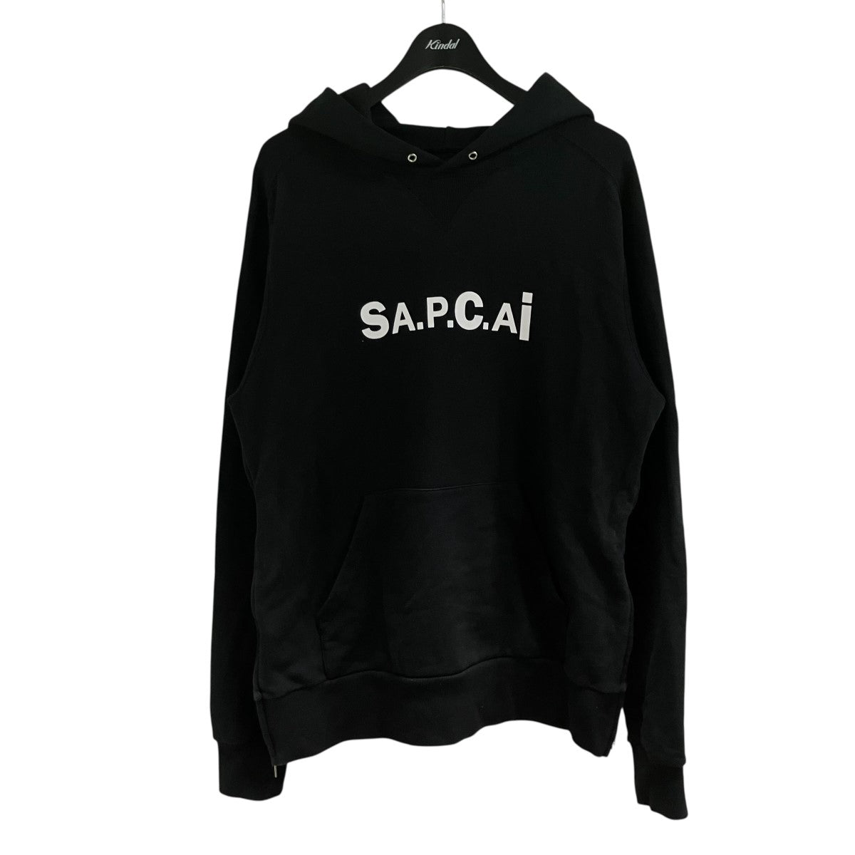 A.P.C sacai パーカー sacai×A．P．C． ロゴプルオーバーパーカー ブラック×ホワイト サイズ