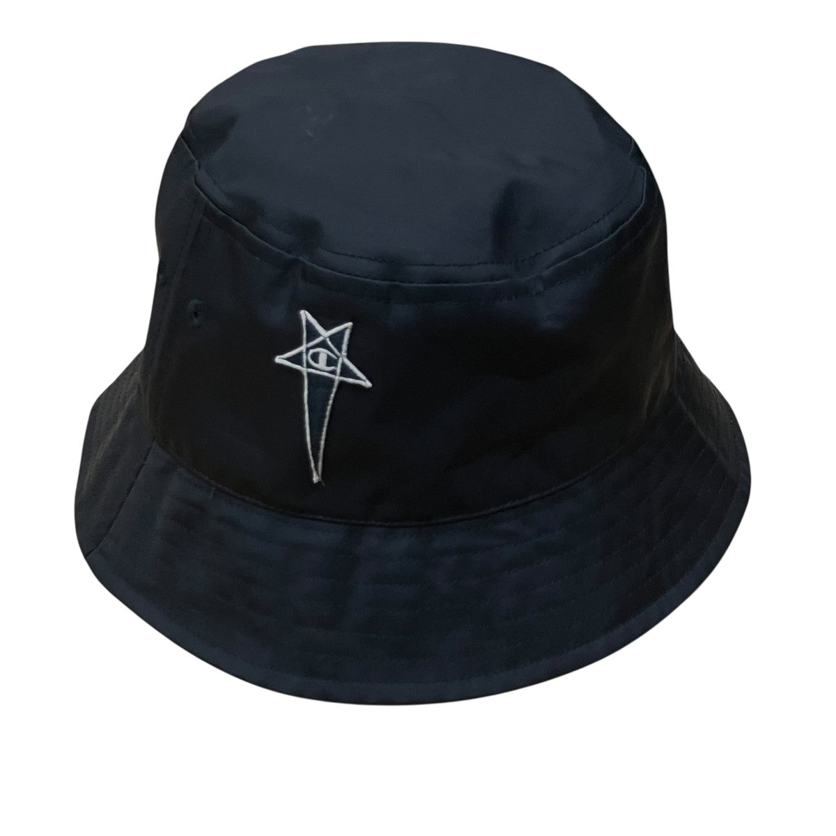 ロゴ入り黒バケットハット RICK OWENS×Champion ロゴナイロンバケットハット CM01B5633-CHNY
