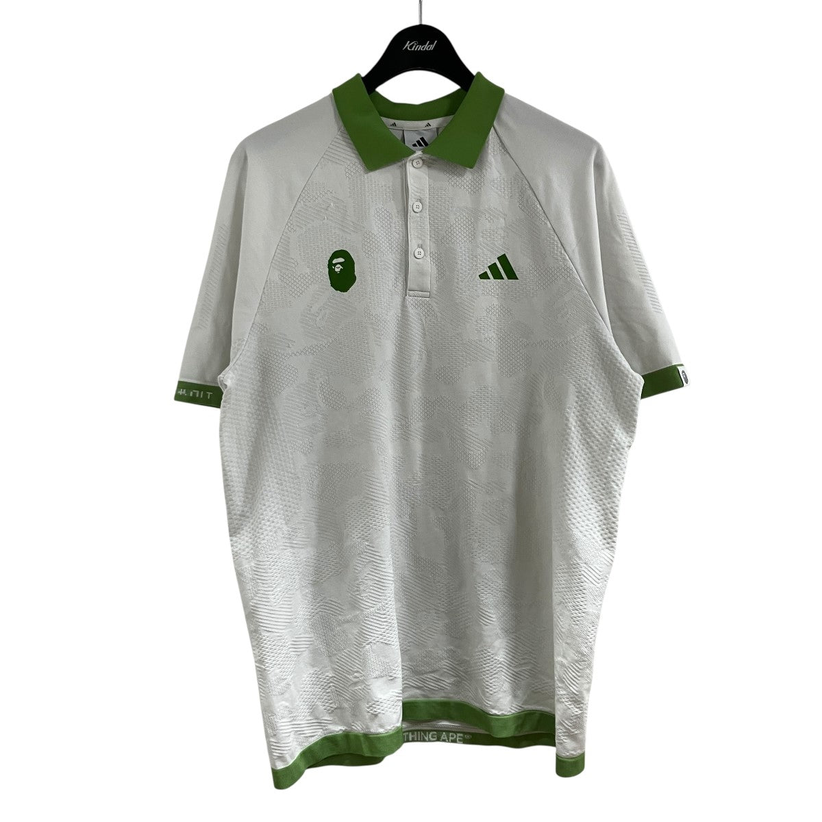 A BATHING APE×adidas ポロシャツ グリーン×ホワイト サイズ L｜【公式