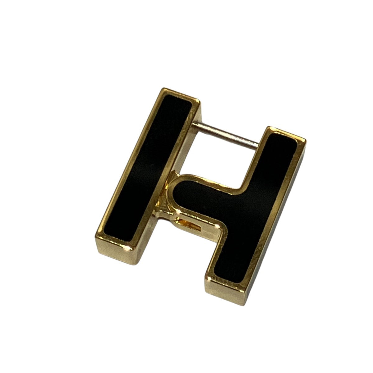 HERMES(エルメス) シングルピアス H ブラック×ゴールド サイズ