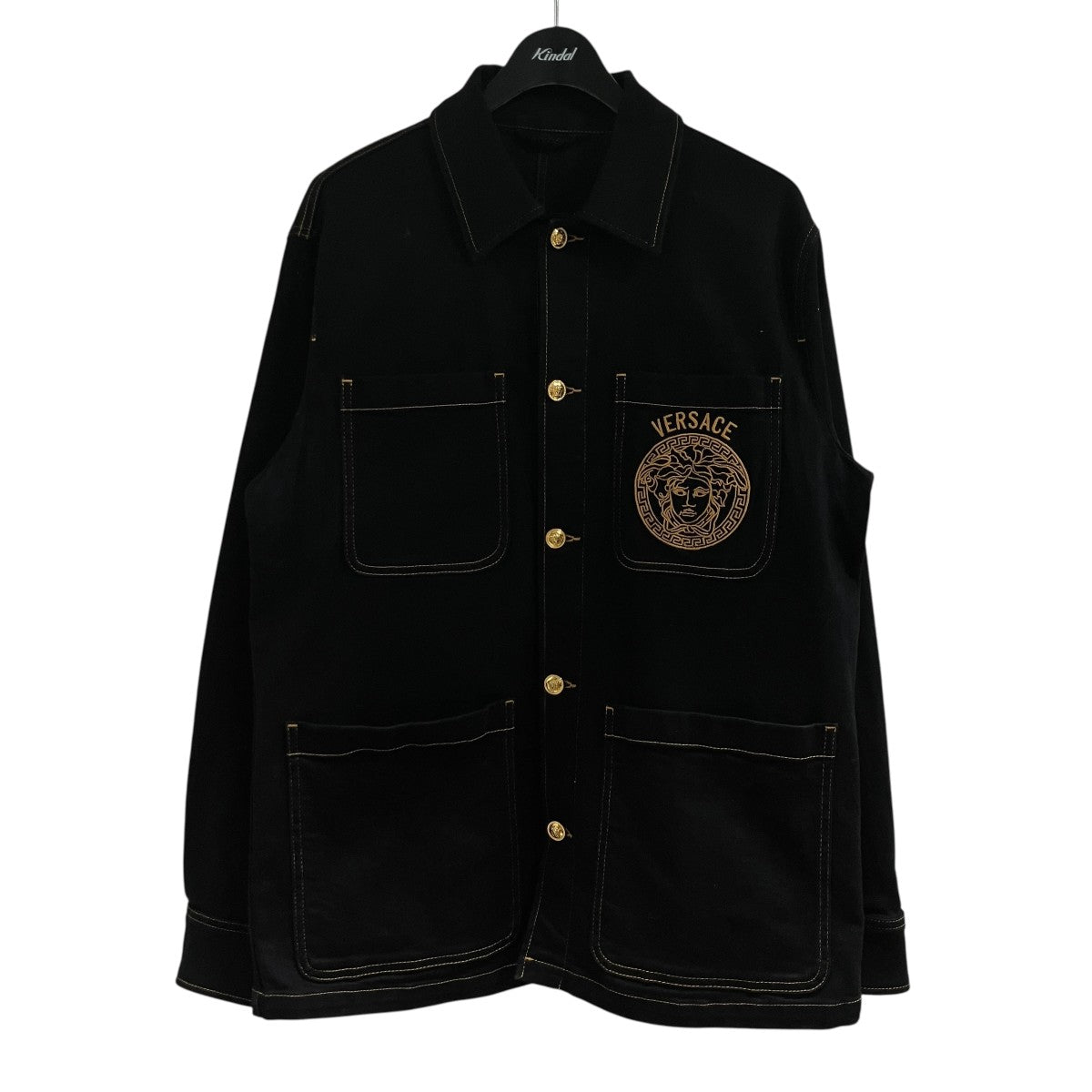 極美品 VERSACE ヴェルサーチ メデューサ 羊革 レザージャケット キルト VERSACE(ヴェルサーチ) メデューサエンブロイダリーワークジャケット