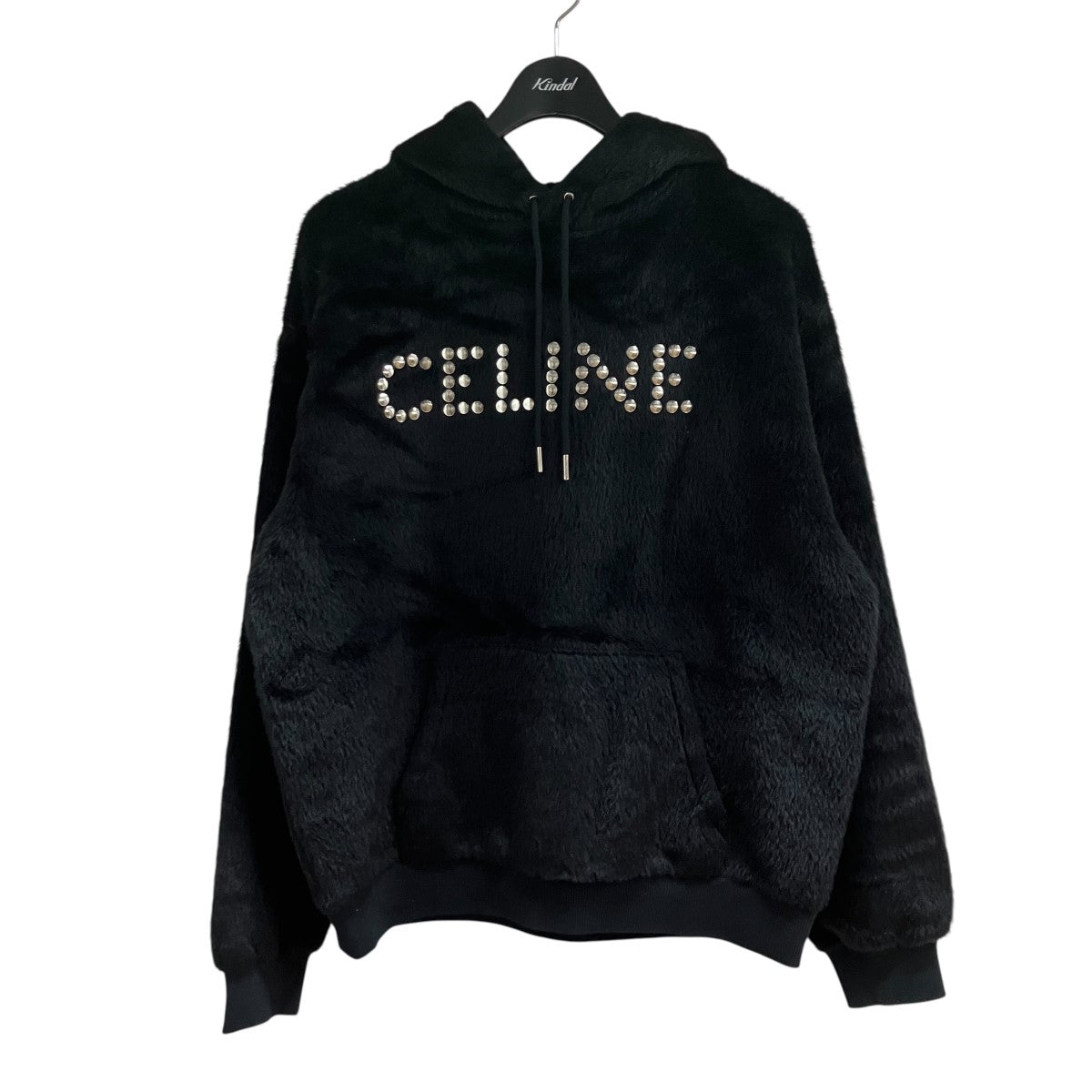 CELINE ロゴ プルオーバー パーカー ブラック M CELINE(セリーヌ) スタッズロゴ アルパカ x ウールプルオーバー