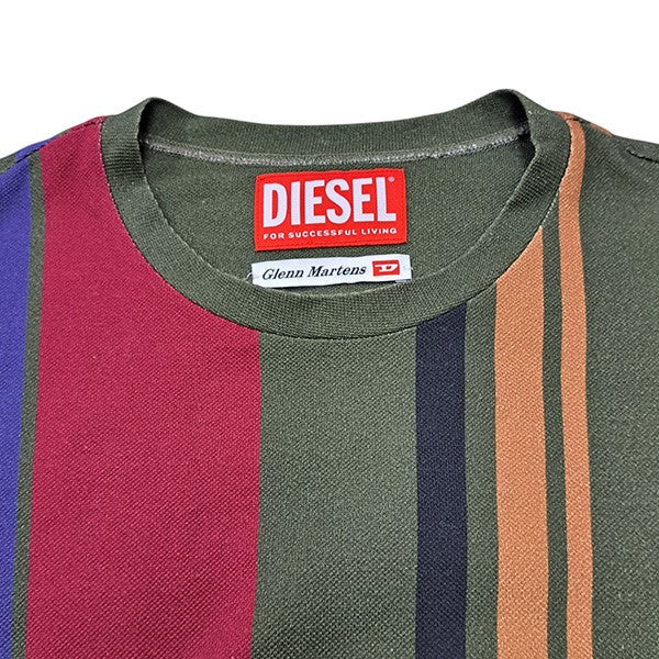 DIESEL×Y/project DIESEL RED TAGサイドスナップボタンロング丈ストライプTシャツ 古着・中古-3枚目のアイテム画像