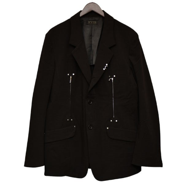 s’yte Yohji Yamamoto(サイトヨウジヤマモト) PE RAYON GABARDINE STRETCH 2BS STUDS  JACKET　ジップデザインテーラードジャケット　UV-J57-912