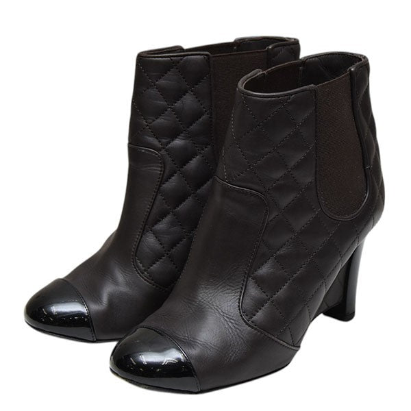 CHANEL シャネルサイドゴアブーツブラックココマークマトラッセ