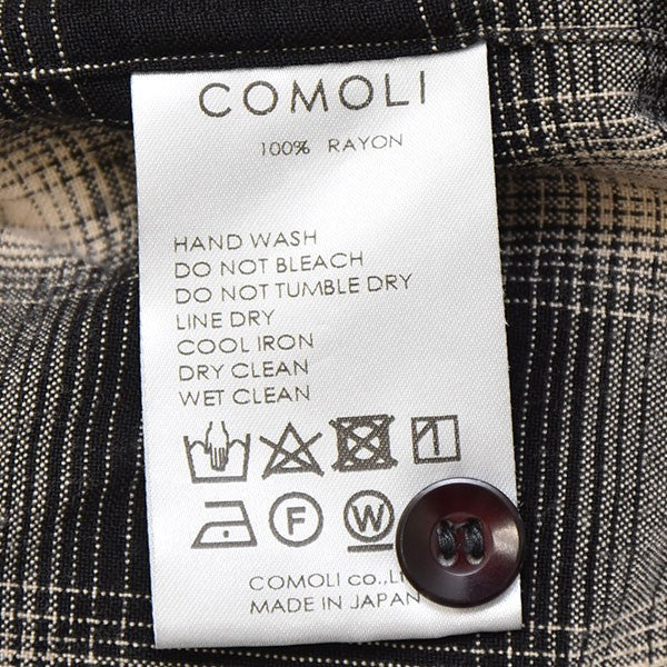 COMOLI 2023SS レーヨンチェック オープンカラーシャツ X01-02008 古着・中古-7枚目のアイテム画像