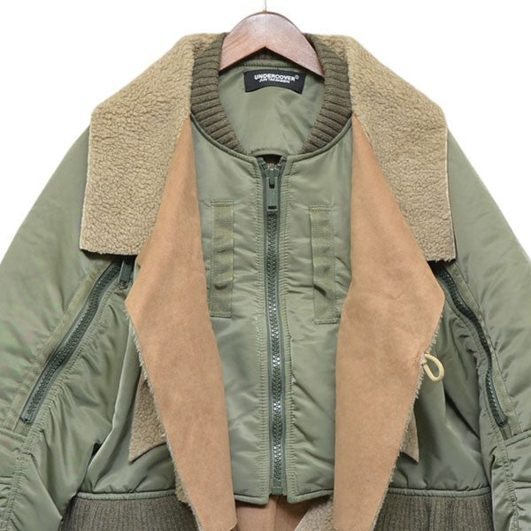 UNDERCOVER 2024AW フェイクムートン切替mix MA-1 ミリタリージャケット ブルゾン UA2B1203 古着・中古-4枚目のアイテム画像