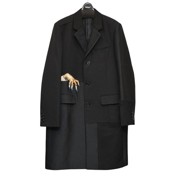 UNDERCOVER 2023AW ハンドビーズウール素材MIXランダム切替ロングJKT チェスターコート UC2C4314 古着・中古-1枚目のアイテム画像