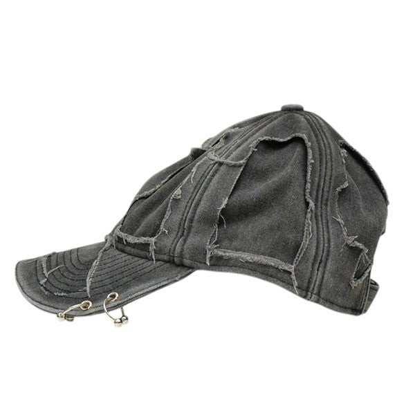 VETEMENTS 2024AW Fully Distressed Piercing Cap USED加工キャップ UA65CA200B 古着・中古-2枚目のアイテム画像