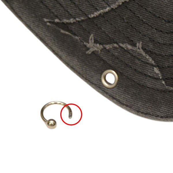 VETEMENTS 2024AW Fully Distressed Piercing Cap USED加工キャップ UA65CA200B 古着・中古-7枚目のアイテム画像