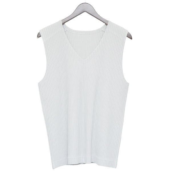極美品 HOMME PLISSE プリーツVネックベスト HP55JE010 3 HOMME PLISSE ISSEY MIYAKE オム プリッセ イッセイ ミヤケ BASICS