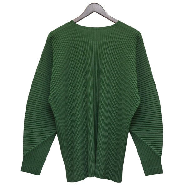 クルーネックプリーツロングスリーブTシャツ