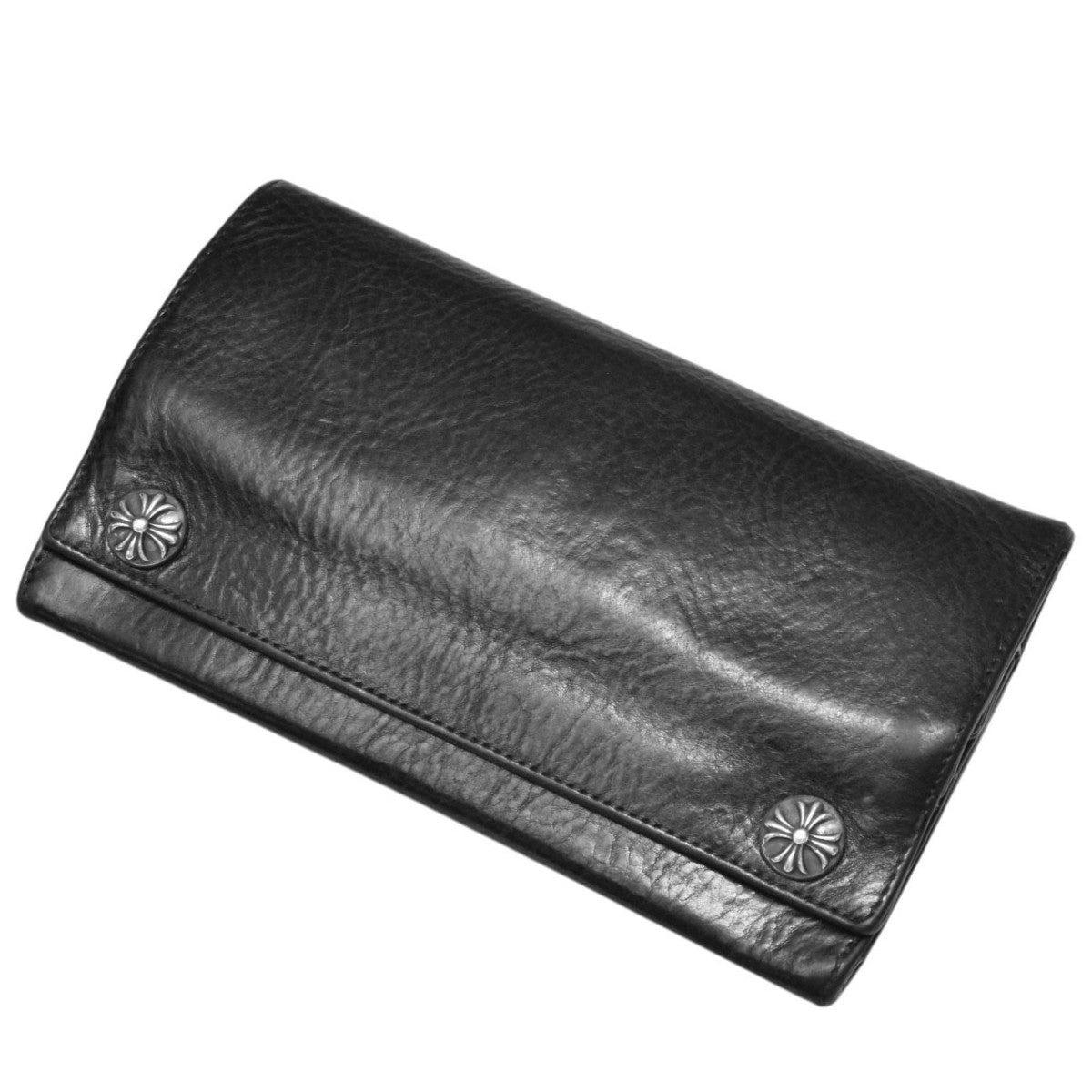 CHROME HEARTS(クロムハーツ) GREASY クロスボタンブラックレザー