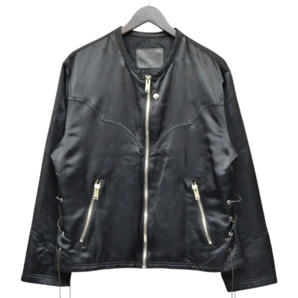 NYLON COTTON SATIN COLLARLESS LACE UP JACKET サテンカラーレスレースアップジャケット ブルゾン LSBD-J0001