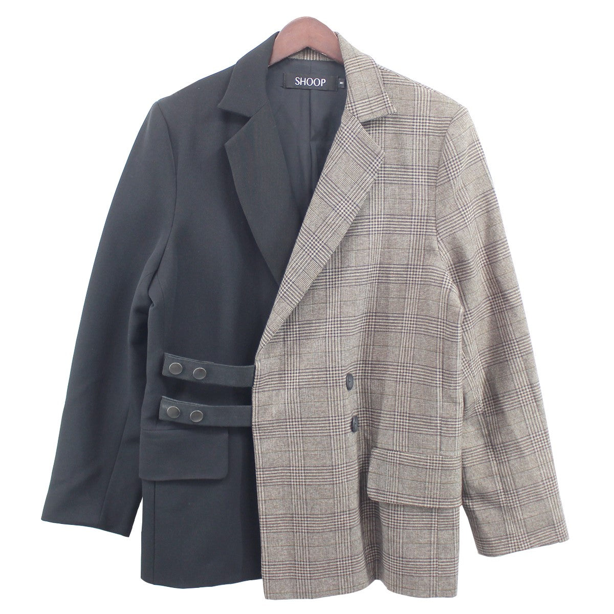 SHOOP CLOTHING(シュープ) 稀少 18AW Bicolor Blazer バイカラー ブレザー チェック切替 ジャケット  グレーブラウン×ブラック サイズ 14｜【公式】カインドオルオンライン ブランド古着・中古通販【kindal】