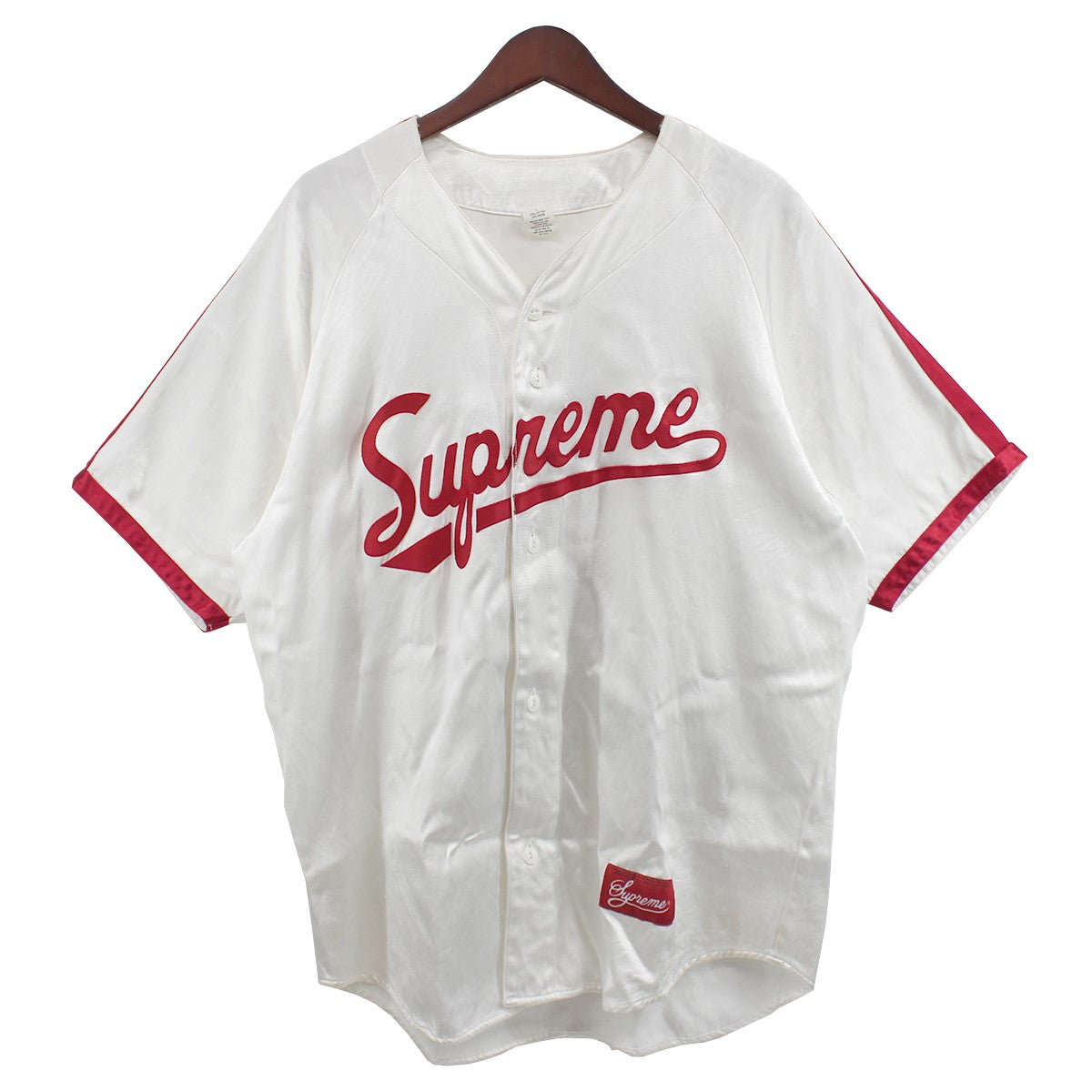 SUPREME(シュプリーム) 17SS Satin Baseball Jersey ロゴ サテン ベースボールシャツ ホワイト×レッド サイズ  14｜【公式】カインドオルオンライン ブランド古着・中古通販【kindal】