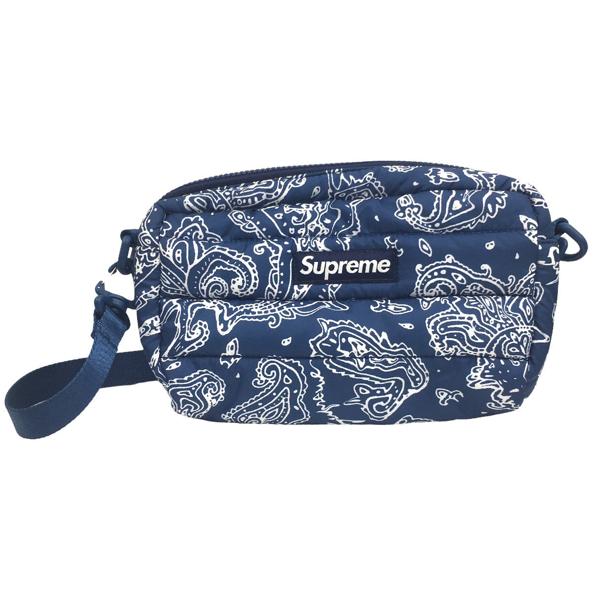 SUPREME(シュプリーム) 22AW Puffer Side Bag Blue Paisley ロゴ 