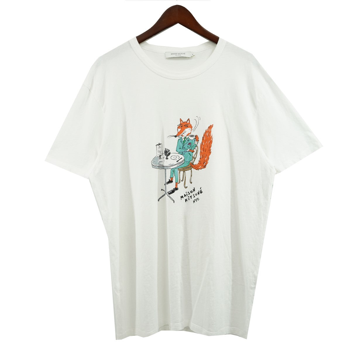 MAISON KITSUNE(メゾンキツネ) ロゴ刺繍 キツネ プリント Tシャツ 