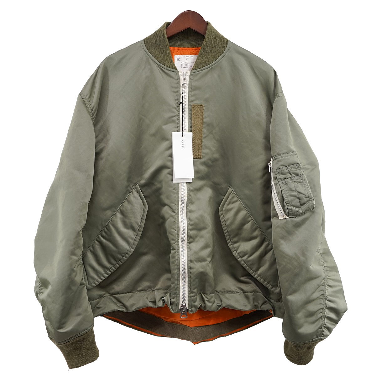 sacai(サカイ) 22AW NYLON TWILL BLOUSON ワイド MA-1 ボンバージャケット 22-02931M オリーブ サイズ 3｜【公式】カインドオルオンライン  ブランド古着・中古通販【kindal】