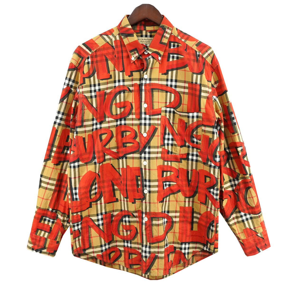 BURBERRY(バーバリー) Graffiti Print Vintage Check Shirt グラフィティ ペイント シャツ 8002928  ブラウン×レッド サイズ M｜【公式】カインドオルオンライン ブランド古着・中古通販【kindal】