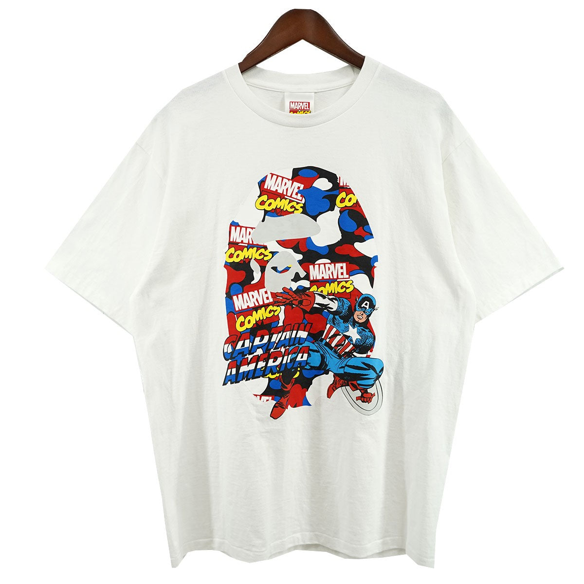 A BATHING APE(アベイシングエイプ) BAPE MARVEL CAMO CAPTAIN AMERICA TEE マーベル Tシャツ  ホワイト サイズ XL｜【公式】カインドオルオンライン ブランド古着・中古通販【kindal】