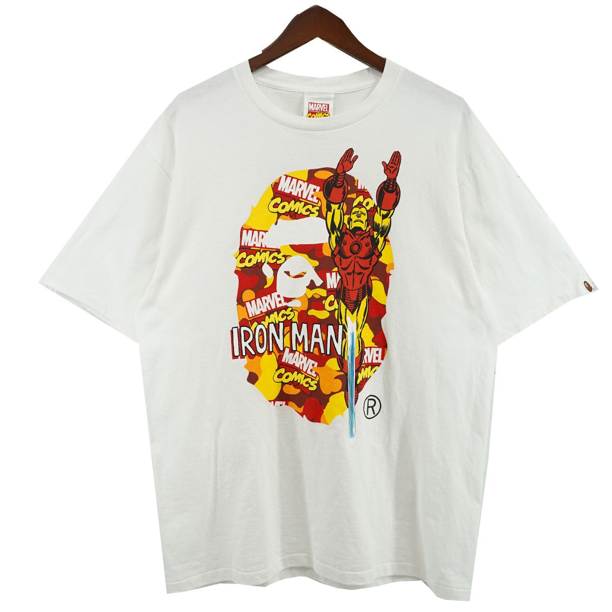 A BATHING APE(アベイシングエイプ) BAPE MARVEL CAMO IRON MAN TEE マーベル Tシャツ ホワイト サイズ  17｜【公式】カインドオルオンライン ブランド古着・中古通販【kindal】