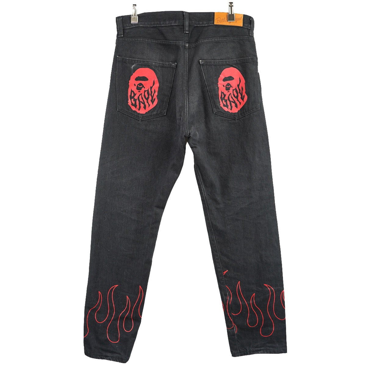 A BATHING APE(アベイシングエイプ) FLAME DENIM PANTS APE ヘッド フレイム デニム パンツ  001DPG301003X ブラック サイズ S｜【公式】カインドオルオンライン ブランド古着・中古通販【kindal】