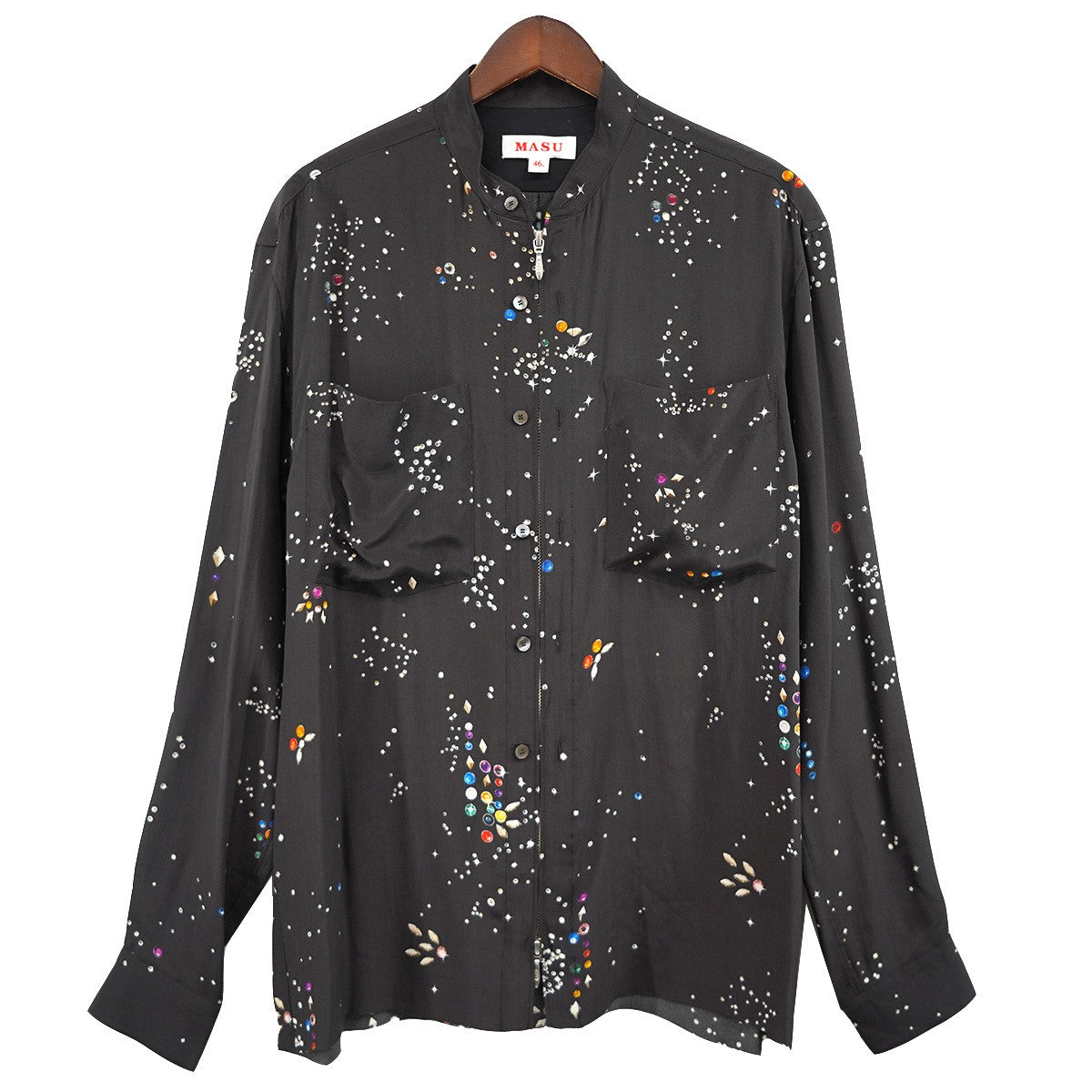 MASU(エムエーエスユー) 23SS ZIP-UP GALAXY SILK SHIRT 裾カットオフ 加工 ギャラクシー シャツ 定価52800円  MMSS-SH0623 ブラック サイズ 46｜【公式】カインドオルオンライン ブランド古着・中古通販【kindal】